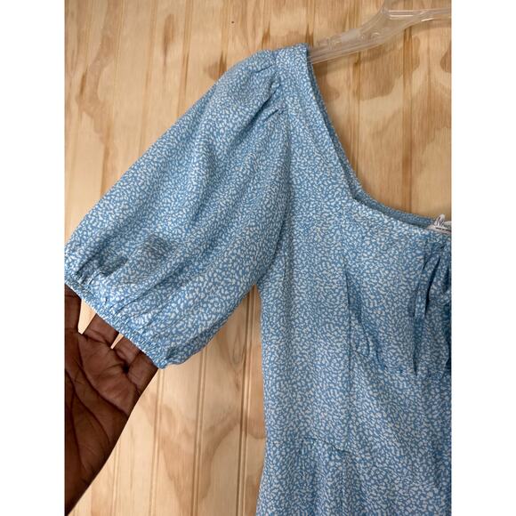 Sienna Sky XS Blue White Flowing Midi Dress Slit Pull-Over Whimsy Core Fairycore - Picture 4 of 10